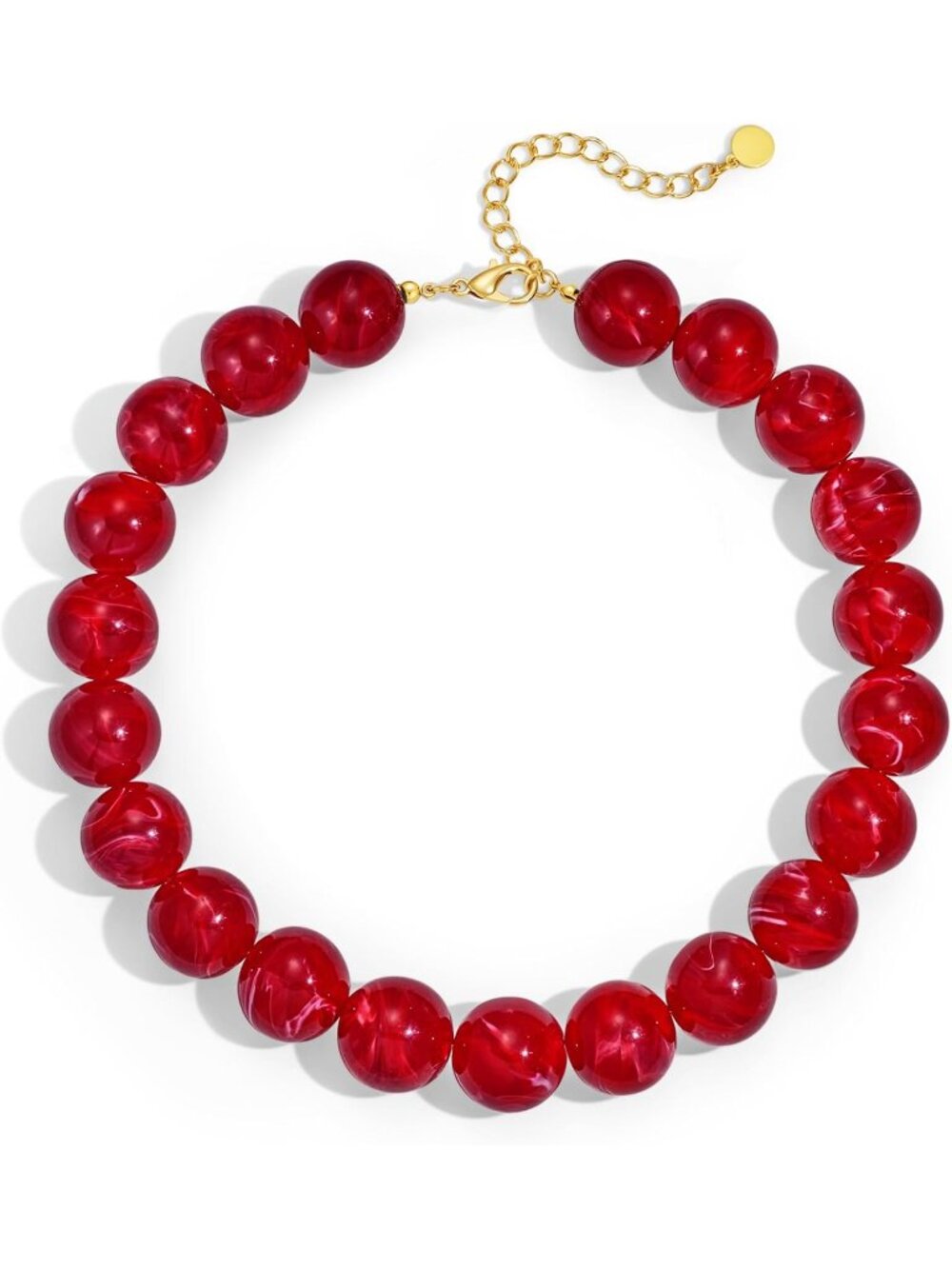 Women's 20MM Burgundy Chunky Resin Bead Choker Boho Summer Beach Jewelry